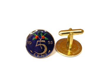 Boutons de manchette néerlandais, bijoux stuiver émaillés à la main, cadeaux pour les Pays-Bas