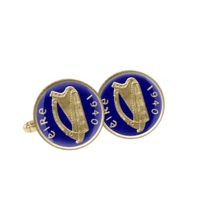 Irish Harp Cuff Links, Gold Irish Jewelry, Groomsman Gifts, Best Man Gifts, Gift for Musicians, 1996 Cuff Links, Gifts for Eire