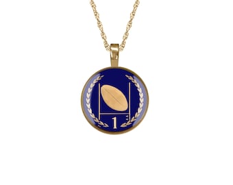 Ball Goal Posts Pendant Enamelled & Gold Plated Isle of Man Coin