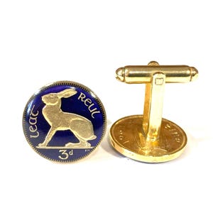 Irish Hare Cuff Links: Gold Plated Rabbit Jewelry, Animal Pendant, Groomsman Accessories
