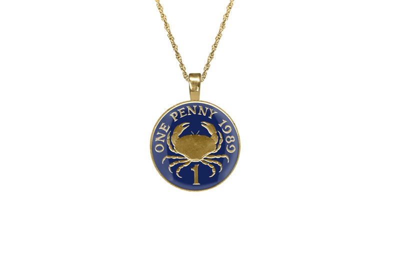 Crab Cancer Star Sign Hand Enamelled Gold Plated Pendant ...