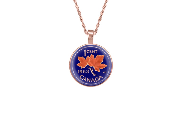 Maple Leaf Pendant, Canadian Coin, Hand Enamelled, Gift for Her, Gold