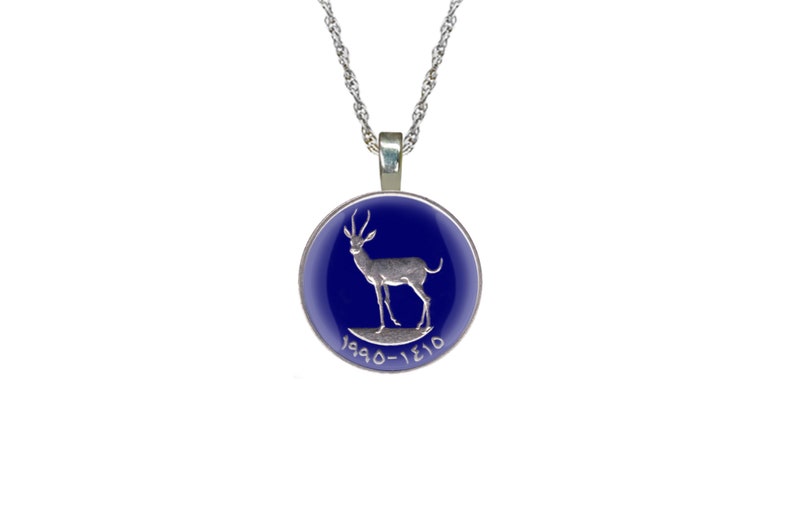 Gold Jewellery Animal Pendant. Dune Gazelle Pendant from UAE Hand Enamelled Necklace