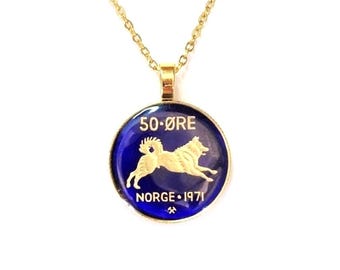 Colgante de perro noruego: joyería de oro de Noruega, colgante de animal