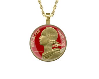 Marianne French Pendant, Hand Enamelled & Gold Plated with Phrygian Cap Motif, French Necklace, Français Collier, Pendentif Français.