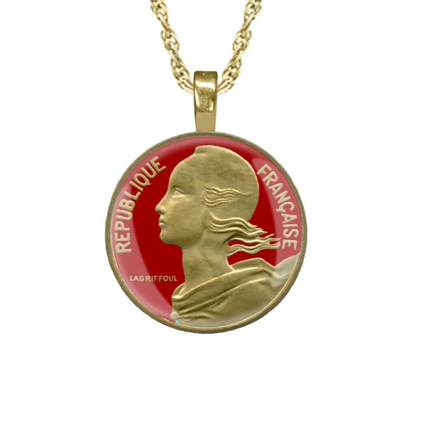 Marianne French Pendant, Hand Enamelled & Gold Plated with Phrygian Cap Motif, French Necklace, Français Collier, Pendentif Français.