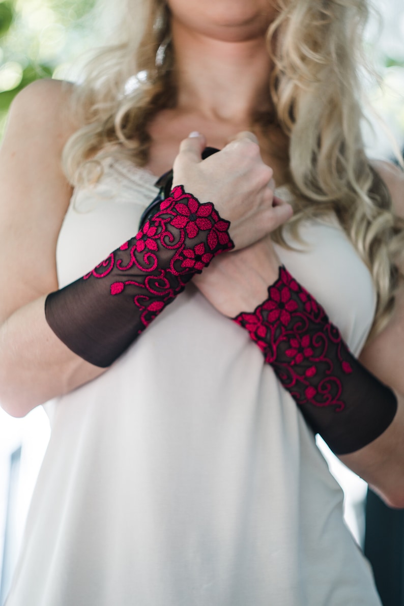 Arm Band Cuff Bracelet Black and Fuchsia Tattoo Covers Up Etsy