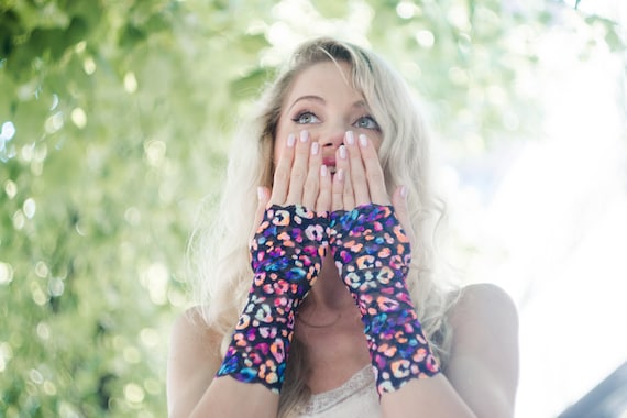 Fingerless Gloves , multicolor Lace Gloves, Burlesque mittens, Rave gloves