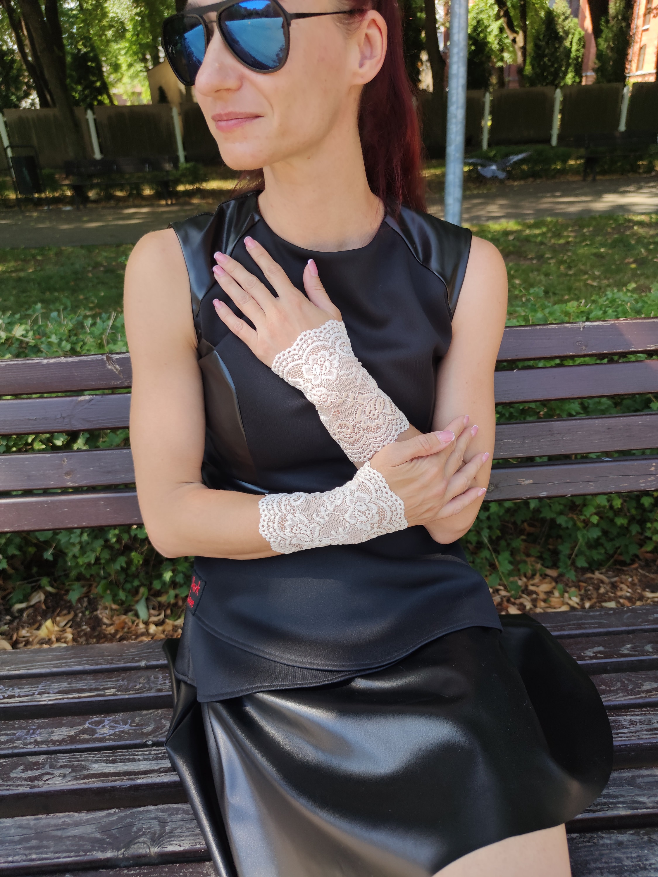 Beige Lace Wrist Cuffs, Boho Tattoo Cover Up