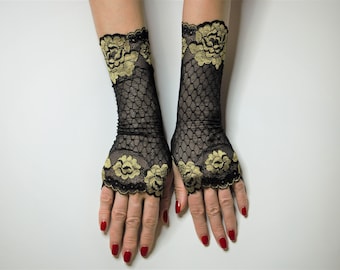 Black lace gloves, Great fingerless gloves