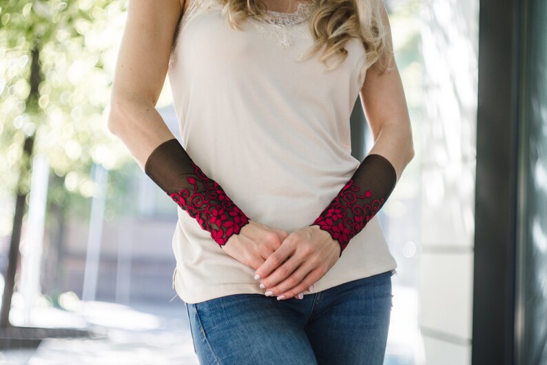 Arm Band Cuff Bracelet Black and Fuchsia Tattoo Covers Up Etsy
