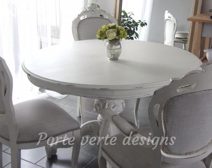 Shabby Chic Round Dining Table and 4 Chairs Etsy UK