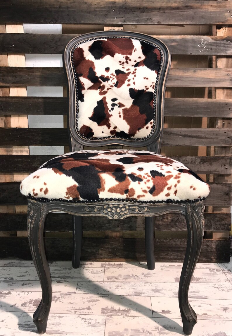 Cow Print Vintage Accent Chair | Etsy