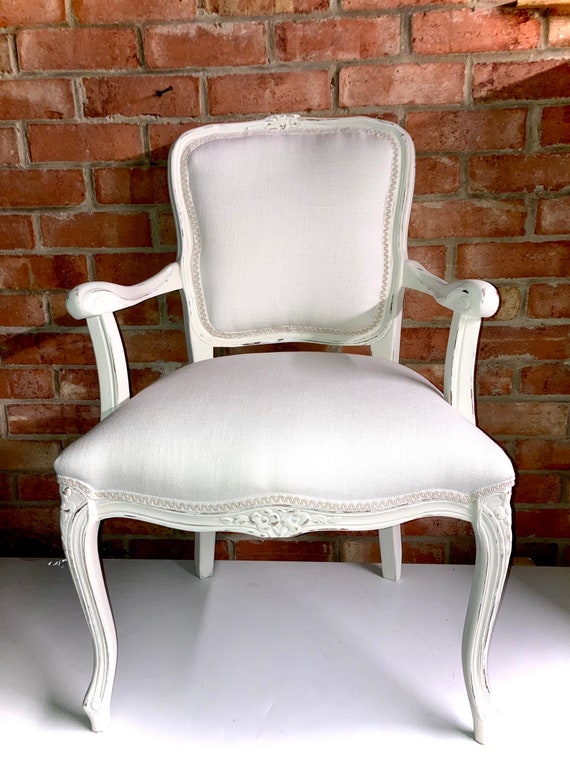 Shabby Chic Bedroom Chair in 100% Natural Linen. off White | Etsy UK