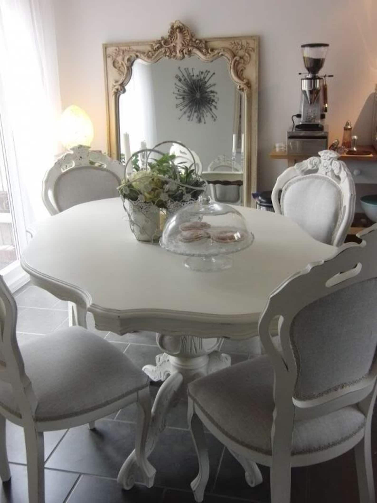 Shabby Chic Vintage French Style Dining Table and 4 Dining Chairs - Etsy UK