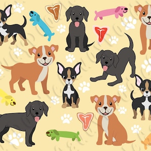Dogs Clipart - Pitbull, Chihuahua, Black Labrador Retriever, Chocolate Labrador Retriever