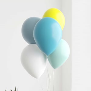 Sunny Skyline Balloon Bunch, 12 Pack 30cm Latex Balloons, Blue & Yellow Party Decor, Baby Shower, Wedding, Birthday Celebration