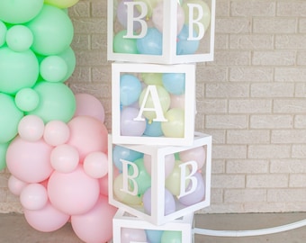 Transparent BABY Balloon Boxes Baby Shower Party Decor 4 Pack