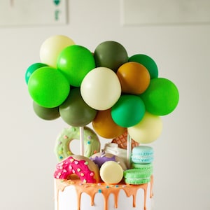 Citrus Balloon Cake Topper, DIY Mini Balloon Garland Kit, Green & Yellow Birthday Cake Decor, Baby Shower, Party Decoration