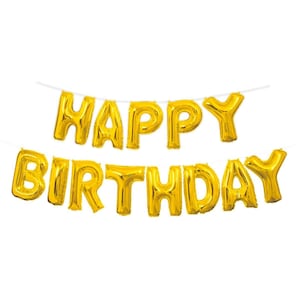 Happy Birthday Foil Balloon Banner Gold | Birthday Party Balloon Bunting Banner Decoration