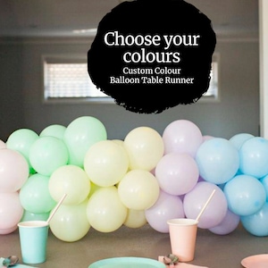Custom Colour Balloon Table Runner DIY Kit, 1m, 2m, or 3m, Party Decor, Baby Shower, Wedding, Birthday Celebration