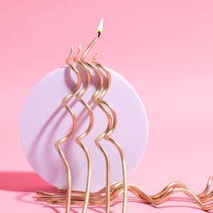 Swirly Gold Cake Candles, 16 Pack Tall Spiral Birthday Candles, Dripless & Smokeless, Non-Toxic Party Cake Decor