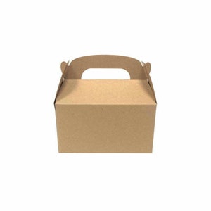 Boîtes à friandises Kraft avec poignée | Paquet de 6 | Boîte cadeau | Boîte à pignons de fête en carton Lolly Treat Cake