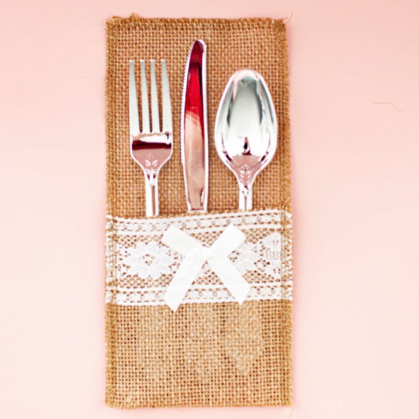 Hessian Cutlery Bags Etsy
