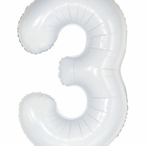 Number 3 White Foil Balloon (86cm) | Party Decoration | Birthday