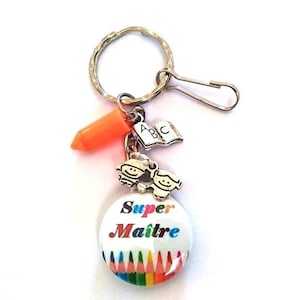 Llavero de maestro Gracias Maestro Regalo para maestro Lápices multicolores "Super Maestro" regalo escolar fin de año escolar