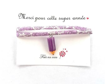 Bracelet Directrice cordon liberty réglable, bracelet personnalisé directrice , cadeau fin d'année scolaire, bracelet liberty directrice