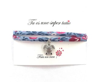 Bracelet Tatie cordon liberty réglable, bracelet personnalisé tatie , cadeau tatie , bijou tatie , bracelet liberty tatie, tatie d'amour