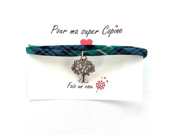 Bracelet Copine cordon liberty réglable, bracelet personnalisé Copine , cadeau Copine, bijou Copine, amies pour la vie, BFF