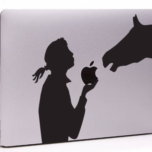 Girl and a horse pony MacBook decal sticker, fits all sizes. What We do in life echoes in eternity