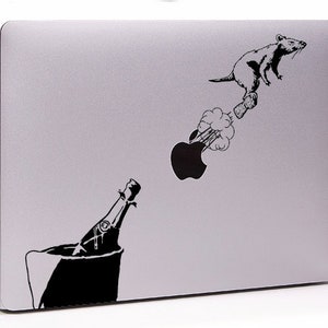 Banksy Paris Champagne Rat mural MacBook decal sticker, choose your size