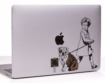 Brexit bulldog Banksy MacBook decal sticker, choose Your size