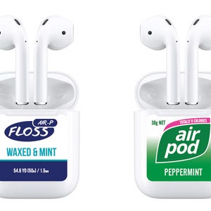 Airpods 2016 and 2019 version AirPod funny stickers decals dental floss/gum anti theft Set of 2 image 1