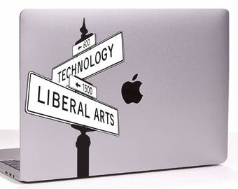 Steve Jobs intersection Technology/liberal arts MacBook decal sticker,choose your size