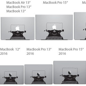 Typing machine typewriter screenwriter MacBook Decal sticker. Choose your size. image 2