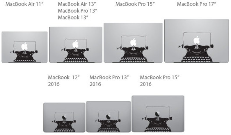 Typing machine typewriter screenwriter MacBook Decal sticker. Choose your size. image 2