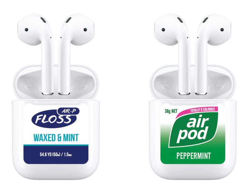 Airpods 2016 and 2019 version AirPod funny stickers decals dental floss/gum anti theft Set of 2 image 1