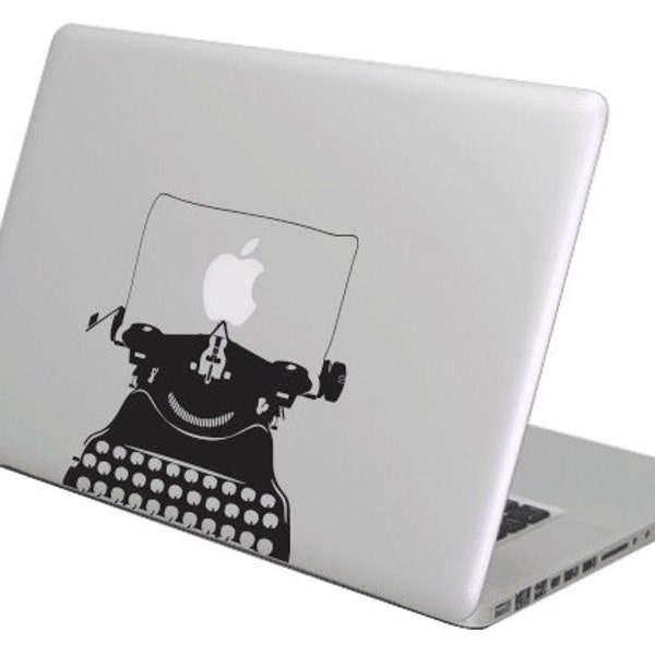 Typing machine typewriter screenwriter MacBook Decal sticker. Choose your size.