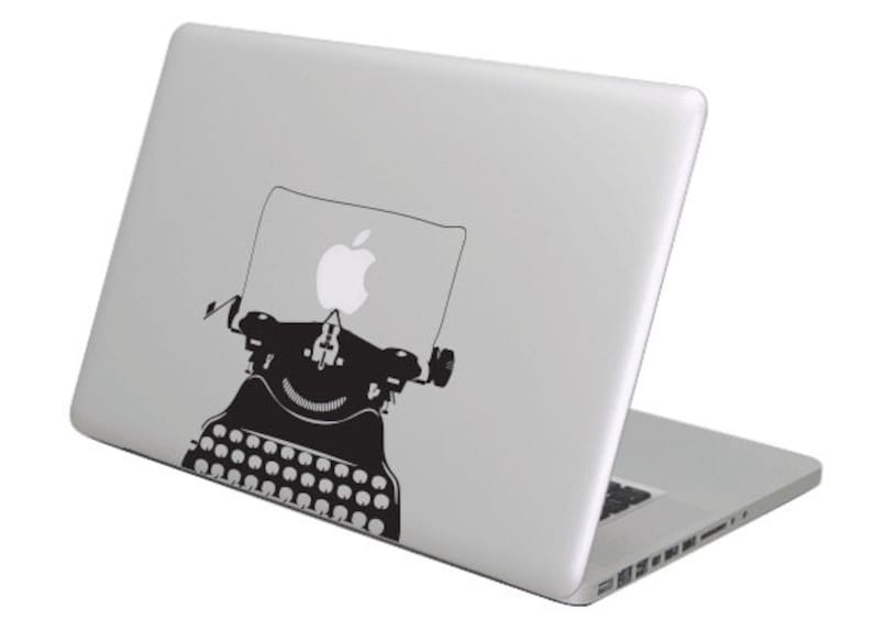 Typing machine typewriter screenwriter MacBook Decal sticker. Choose your size. image 1