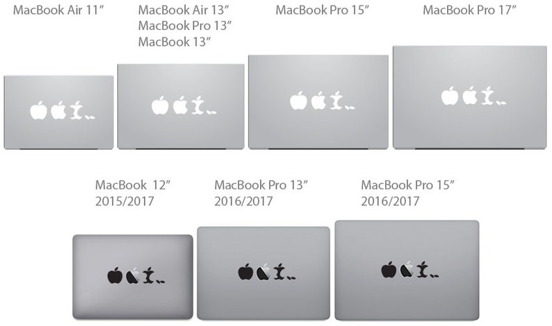 Apple Logo Evolution Apple Core Macbook Decal Sticker. | Etsy
