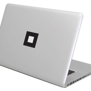 Square MacBook decal sticker, fits all sizes.