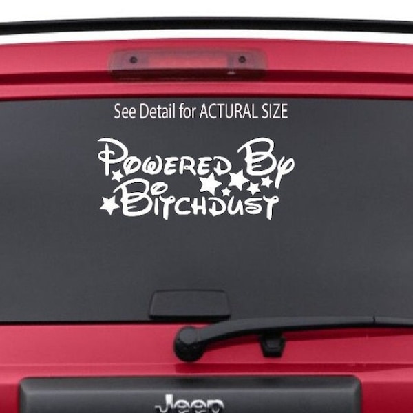 “Powered By Bitchdust” License Plate Frame - Black & Pink, Fits US & Canada Cars