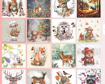16 servilletas Animales del bosque para coleccionar/decoupage, decoupage bajo cristal y otras artes