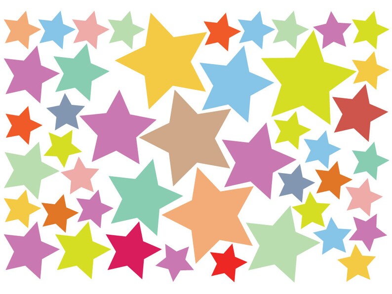 Süße kleine Sterne Wandtattoo bunte Sterne Wandaufkleber | Etsy