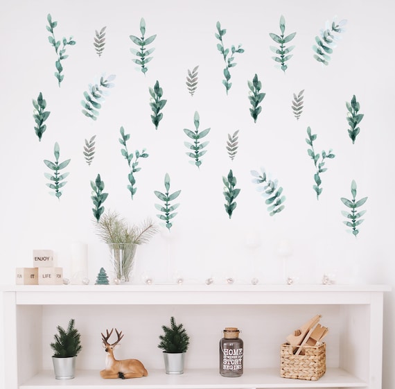 Watercolor Leaves Wall Decal leaves Wall Stickers Etsy