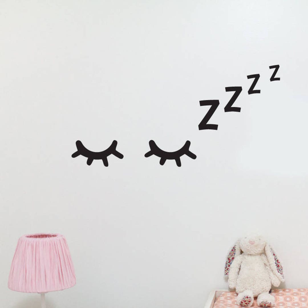 Sleepy Eyes and ZZZZ Wall Decal Sleepy Eyes Stickers Cute Etsy